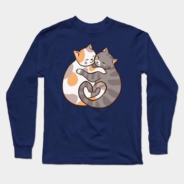 Cute cat hug Long Sleeve T-Shirt by Yarafantasyart